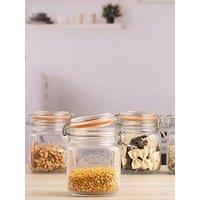 Kilner Set Of 4 Clip Top Square Jars 1 Litre