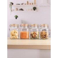 Kilner Set Of 4 Clip Top Square Jars 1.5 Litre