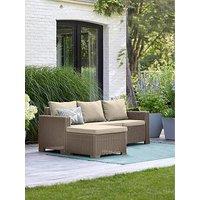 Keter California 3 Seater Chaise Longue Lounge Set - Cappuccino