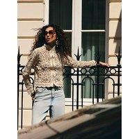River Island Long Sleeve Crochet Drummer Jacket - Cream