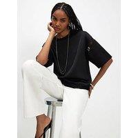 River Island Short Sleeve Satin Lace Boyfriend Tee