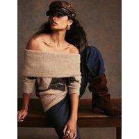 River Island Womens Argyle Bardot Knit Jumper - Beige