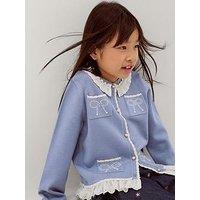 Monsoon Girls Heatseal Bow Cardigan - Blue