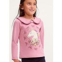 Monsoon Girls Long Sleeve Unicorn Portrait Tshirt - Pink