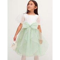 Monsoon Girls Raphela Bow Cancan Dress - Light Green