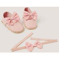Monsoon Baby Girls Patent Bow Booties - Pink