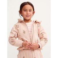 Monsoon Girls Broderie Trim Floral Zip Co-Ord Hoody - Pink