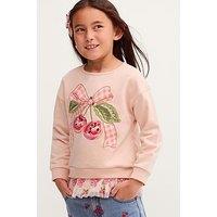 Monsoon Girls Mon Cheri Peplum Co-Ord Sweat Top - Pink