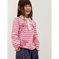 Monsoon Girls Mon Cheri Stripe Embroidered Tshirt - Pink