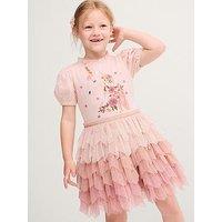 Monsoon Girls Short Sleeve Unicorn Disco Dress - Pink