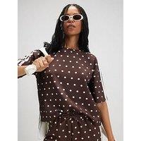 River Island Short Sleeve Polka Dot Tape Neoprene Co-Ord T-Shirt - Brown
