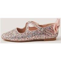 Monsoon Girls Criss Cross Glitter Ballerina Shoes - Pink
