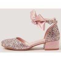 Monsoon Girls Sara Bow Glitter 2 Part Heel Shoes - Pink