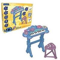 Disney Stitch Electronic Keyboard With Seat And Microphone, 24 Lighting Keys To Teach Music And Aux-In Cable