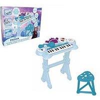 Disney Frozen Electronic Keyboard With Seat And Microphone, 24 Lighting Keys To Teach Music And Aux-In Cable