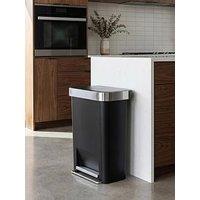 Simplehuman 45L Plastic Rectangular Pedal Bin With Liner Pocket, Black