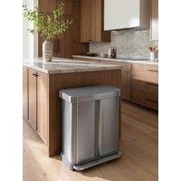 Simplehuman 58L Rectangular Recycler Pedal Bin W/Plastic Lid, Brushed