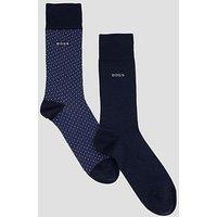 Boss 2 Pack Minipattern Crew Socks - Navy