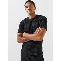 Boss Waffle Emblem Print Loungewear T-Shirt - Black