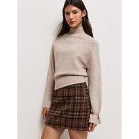 New Look Brushed Check Pelmet Mini Skirt - Brown