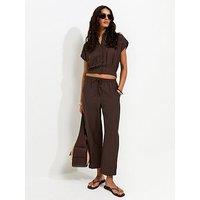 New Look Woven Ankle Grazer Co-Ord Trousers - Brown