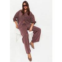 New Look Striped Woven Wide Leg Trousers - Red