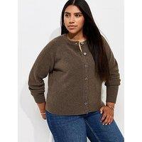 New Look Curves Dark Mink Raglan Sleeve Meet The Jean Cardigan