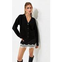 New Look Knitted Meet The Jean Pocket Cardigan - Black