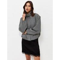 New Look High Neck Bubble Hem Co-Ord Jacket - Grey