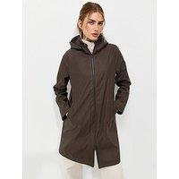 New Look Zip Front Rubberised Rain Anorak - Brown