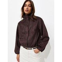 New Look Faux Suede Bubble Hem Jacket - Brown