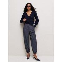 New Look Pinstriped Tapered Cuffed Trousers - Blue