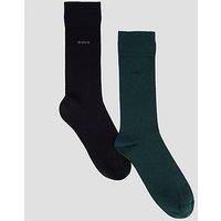 Boss 2 Pack Small Logo Cotton Crew Socks - Green/Black