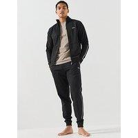 Boss Mens Zip-Through Cotton Loungewear Set - Black
