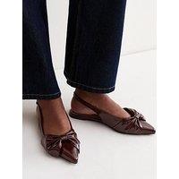 New Look Women'S Faux Leather Bow Slingback Flats - Brown