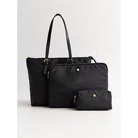 New Look Fabric Tote School Bag, Laptop Case And Pouch Trio - Black