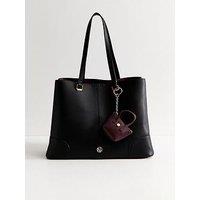 New Look Faux Leather Triple Compartment Tote School & Bag - Black