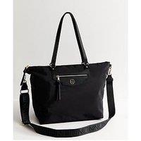 New Look Faux Leather Logo Plaque Front Pocket Tote School & Bag - Black