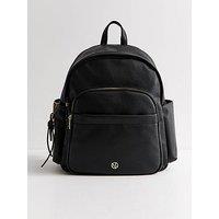 New Look Faux Leather Front Pocket School Backpack - Black