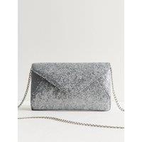 New Look Silver Sequin Envelope Clutch Bag