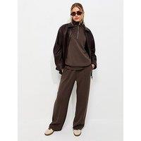 New Look Premium Wide Leg Joggers - Brown