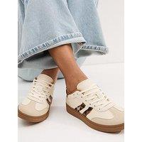 New Look Panelled Faux Suede Leopard Trim Trainers - Beige