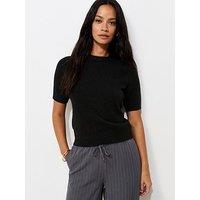 New Look Short Sleeve Midweight Knit T-Shirt - Black