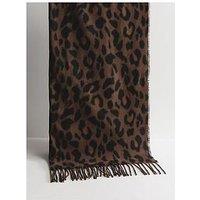 New Look Brown Leopard Print Knitted Scarf
