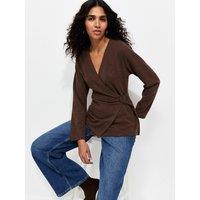 New Look Womens Soft Touch Wrap Buckle Detail Cardigan - Brown