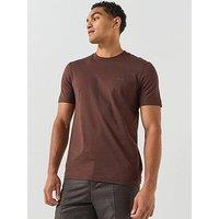 Boss Mens Thompson 01 Regular Fit Chest Logo T-Shirt - Brown