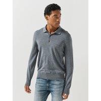 Boss Mens H-Lancione-L Virgin Wool Long Sleeve Polo Shirt - Grey