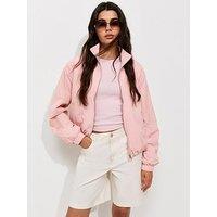 New Look Bubble Hem Zip Lightweight Jacket - Light Pink