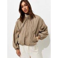 New Look Mink Lightweight Gathered Neck Zip Through Jacket - Brown