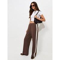 New Look Premium Brown Side Stripe Wide Leg Trousers